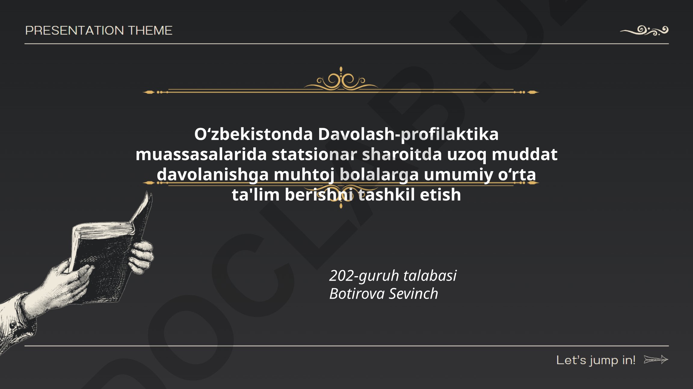O‘zbekistonda Davolash-profilaktika muassasalarida statsionar sharoitda uzoq muddat davolanishga muhtoj bolalarga umumiy o‘rta ta'lim berishni tashkil etish