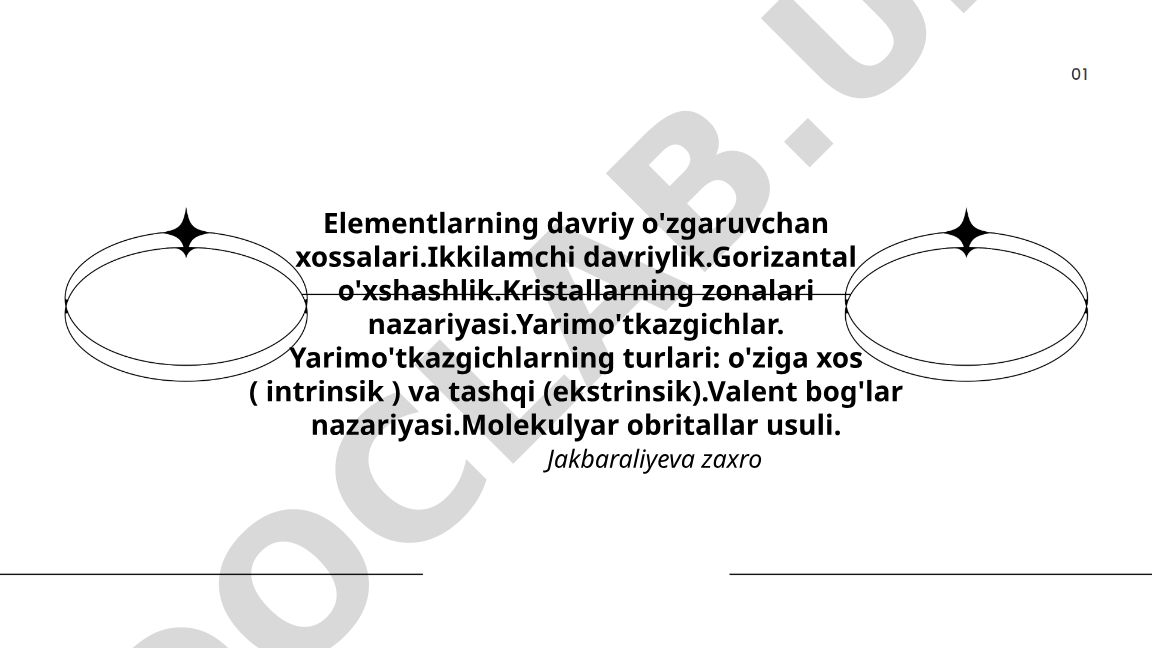 Elementlarning davriy o'zgaruvchan xossalari va yarimo'tkazgichlar