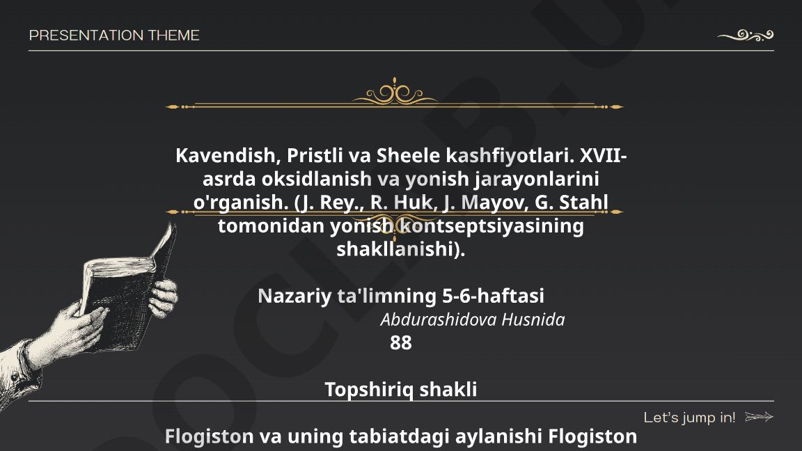Flogiston nazariyasining kelib chiqishi va asosiy prinsiplari