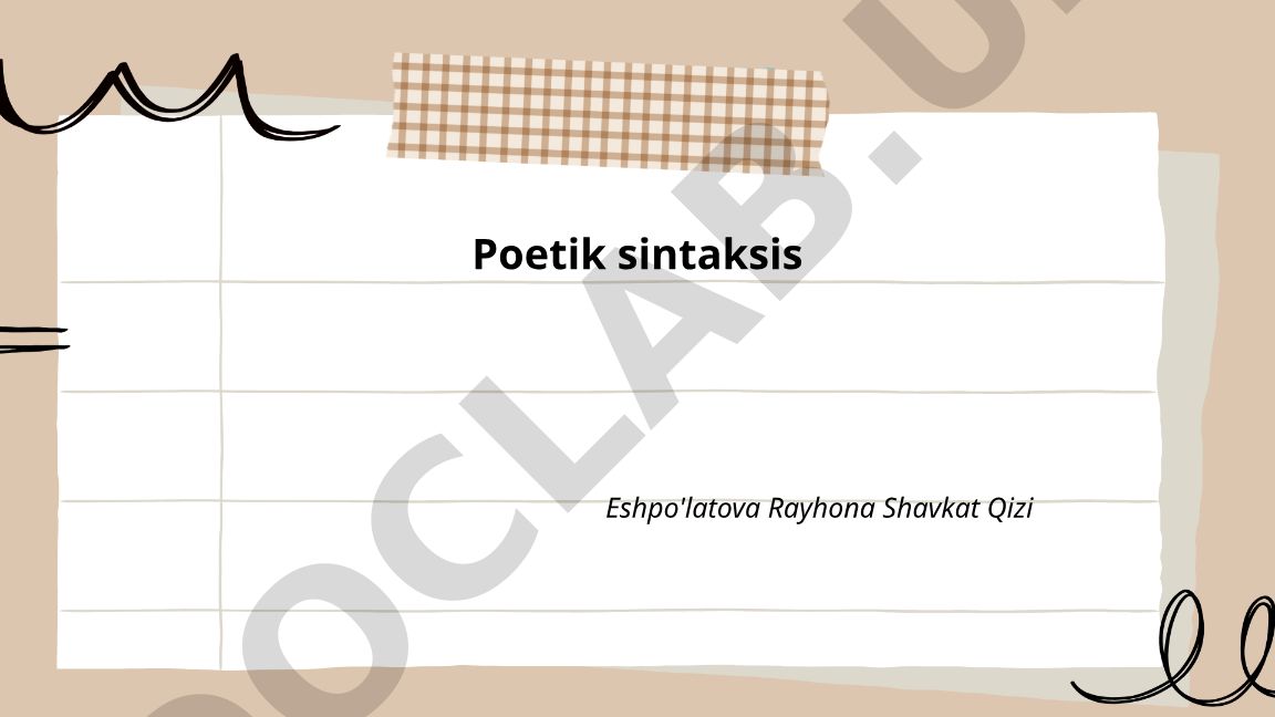 Poetik sintaksis tushunchasi va nazariy asoslari