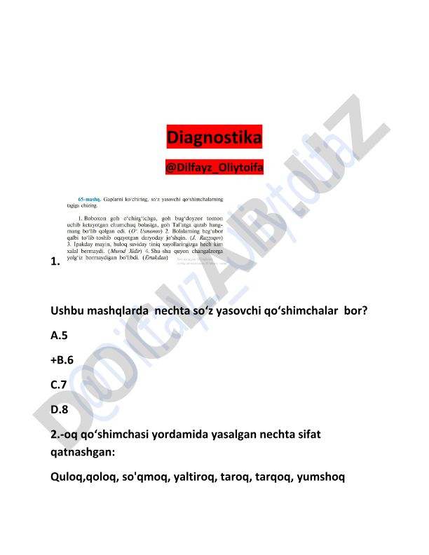 O'zbek tili diagnostik testi