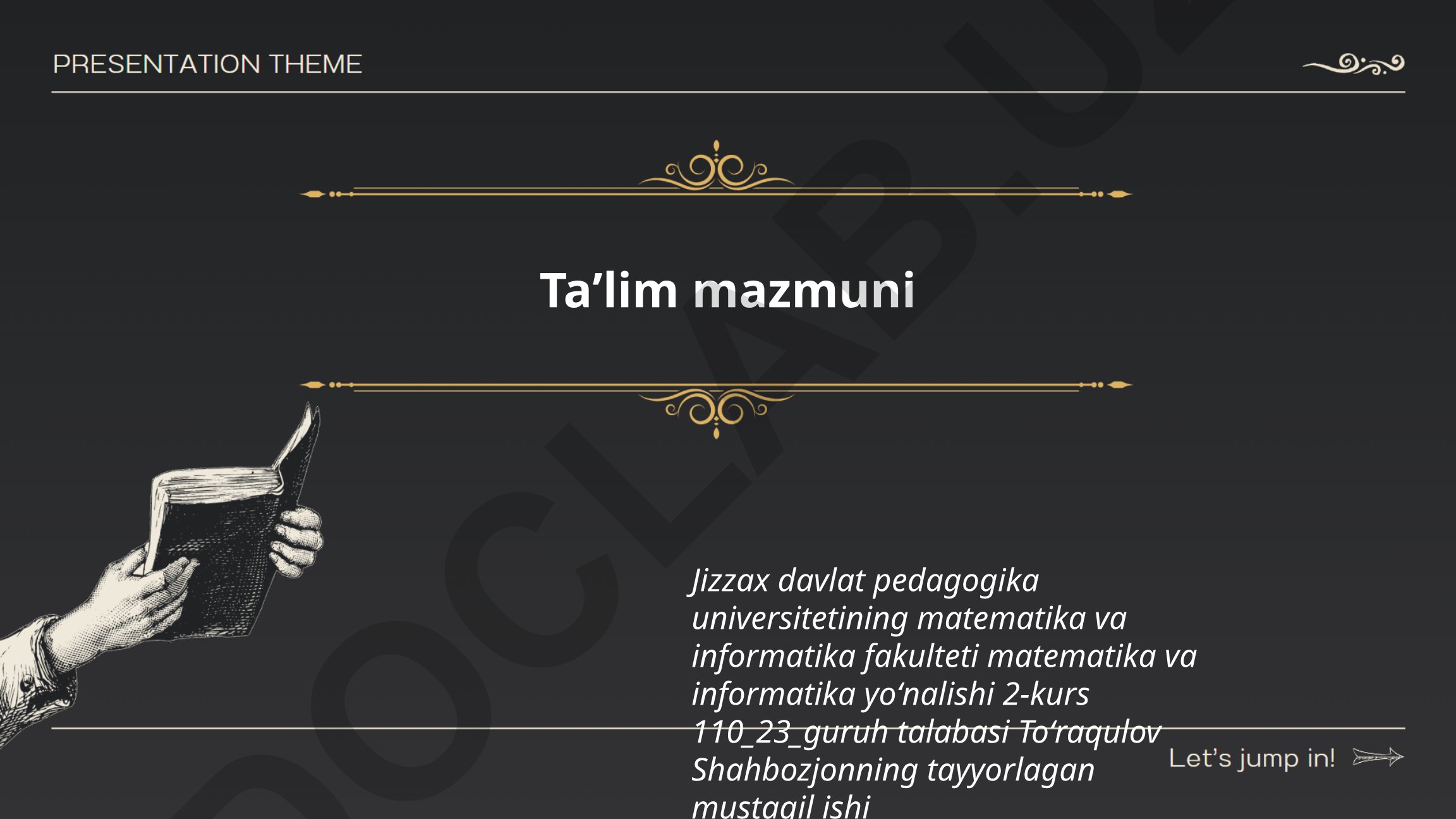 Ta'lim mazmunining asosiy tushunchalari va bosqichlari