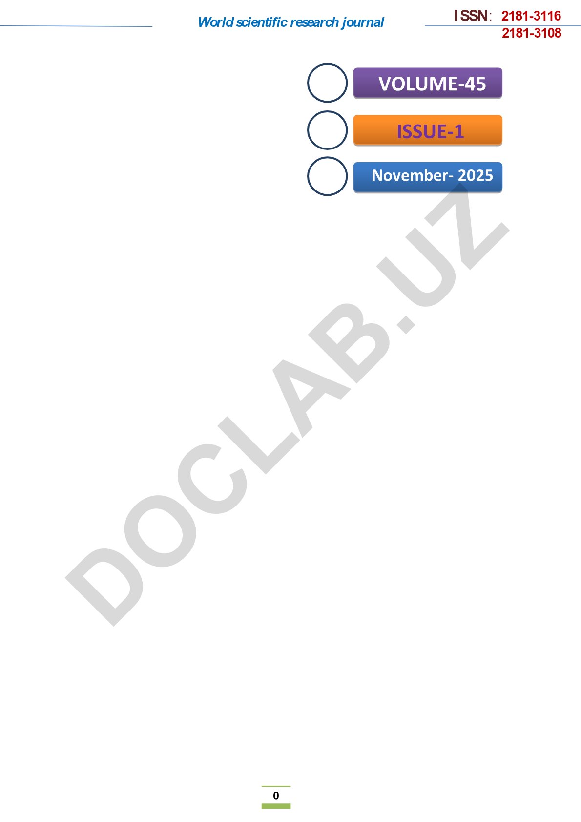 World Scientific Research Journal - Volume 45 Issue 1