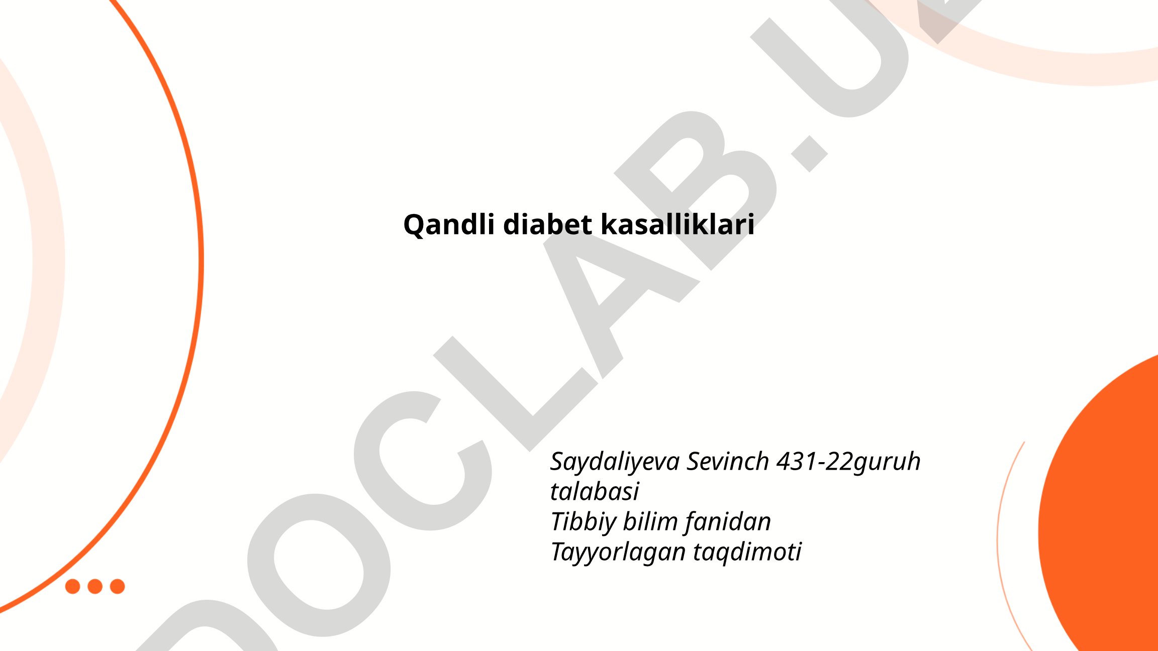 Qandli diabet kasalliklari