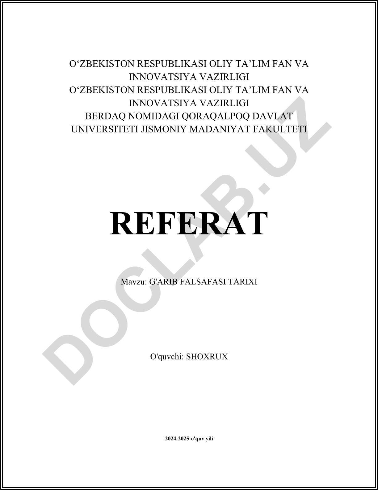 G'arb falsafasi tarixi