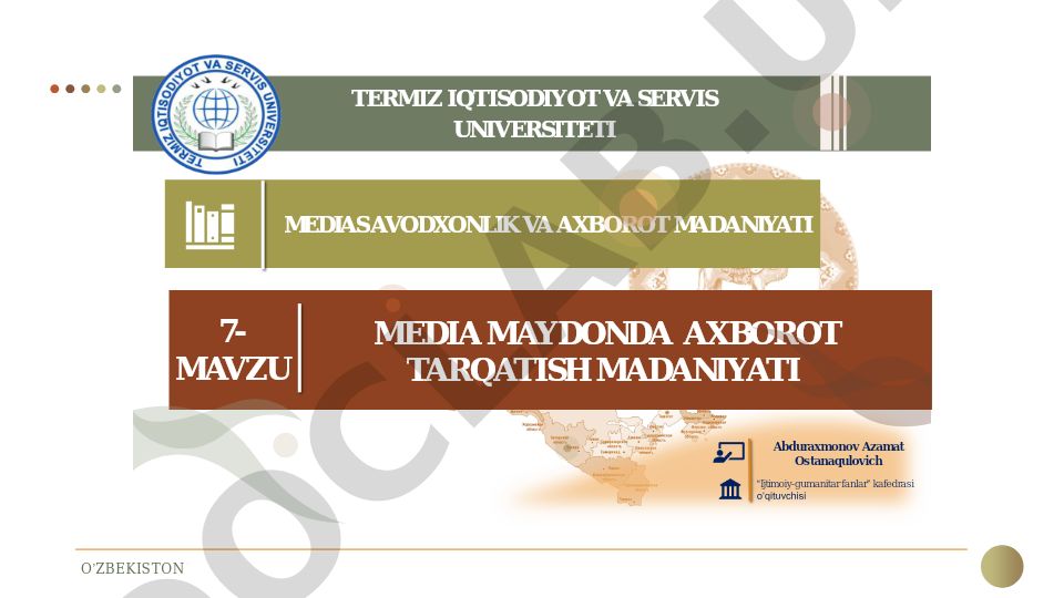 O'zbekistonda axborot madaniyatini shakllantirish yo'nalishlari