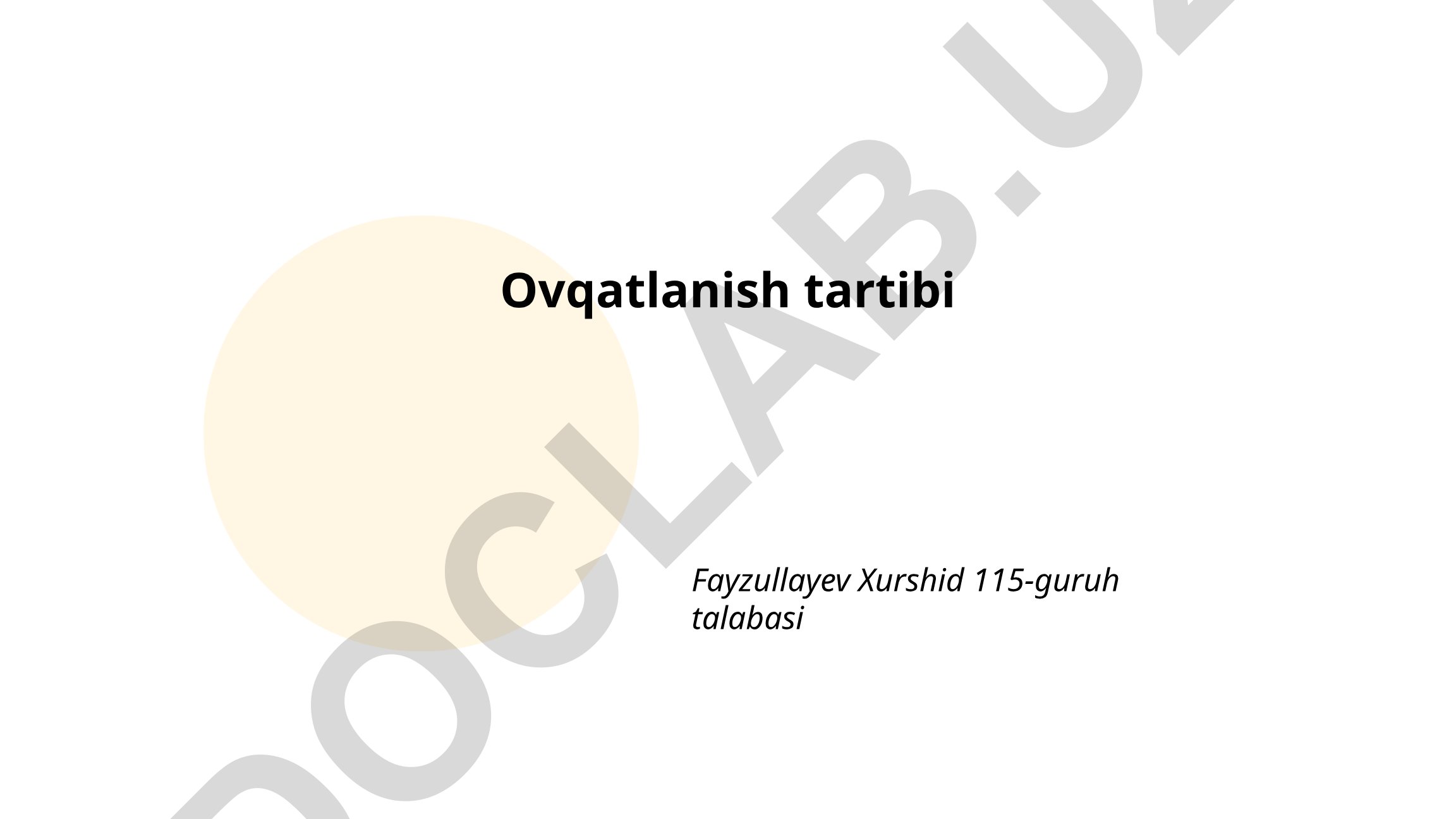 Ovqatlanish tartibi va sog'lom ovqatlanish rejasi