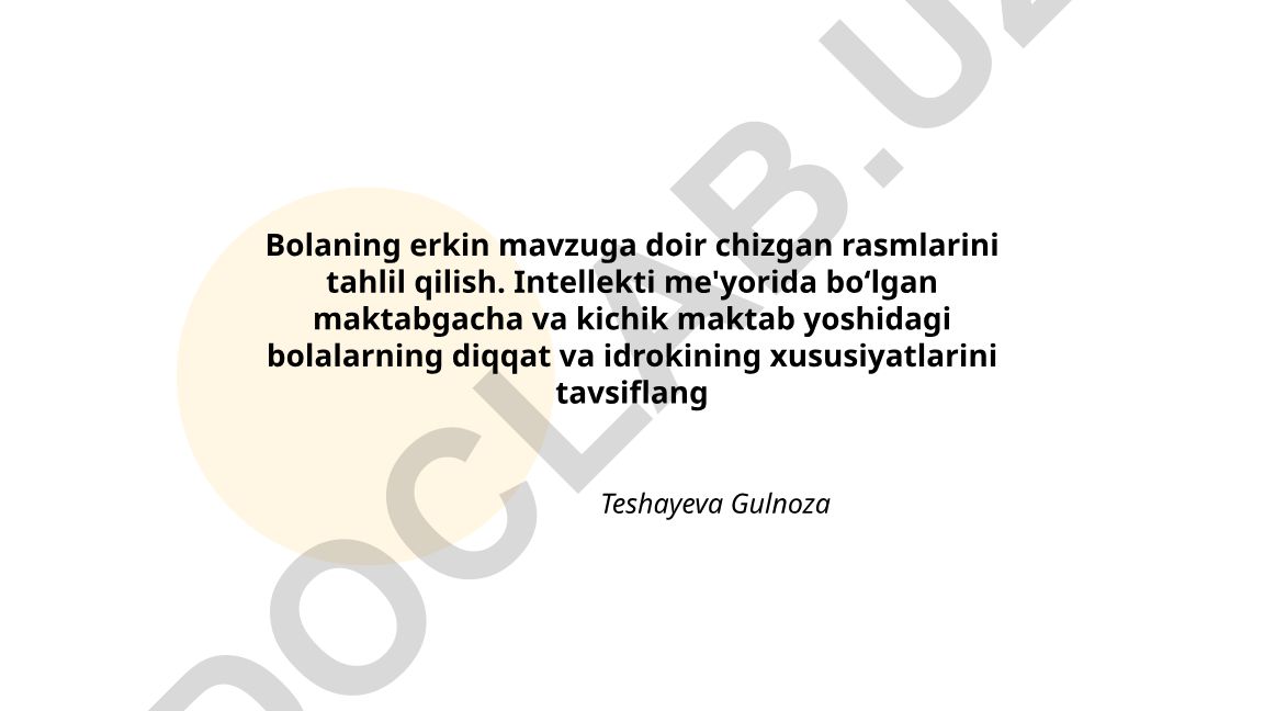 Bolalarning erkin mavzuga doir rasmlarini tahlil qilish