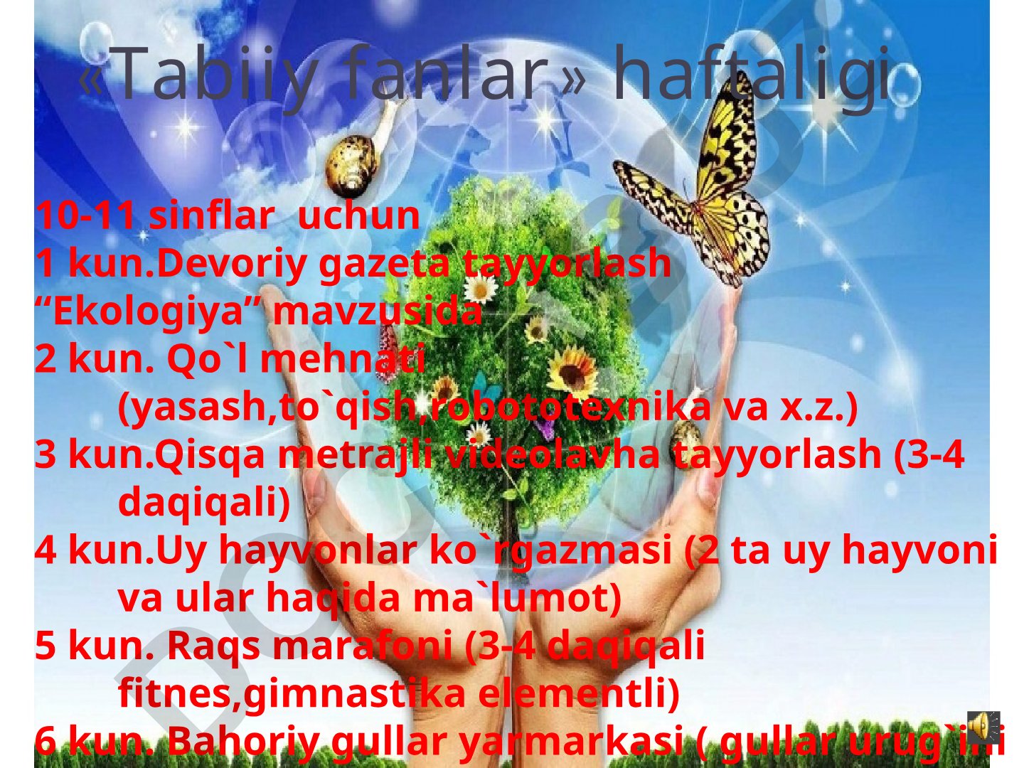 Tabiiy fanlar haftaligi va ekologiya mavzusida devoriy gazeta tayyorlash