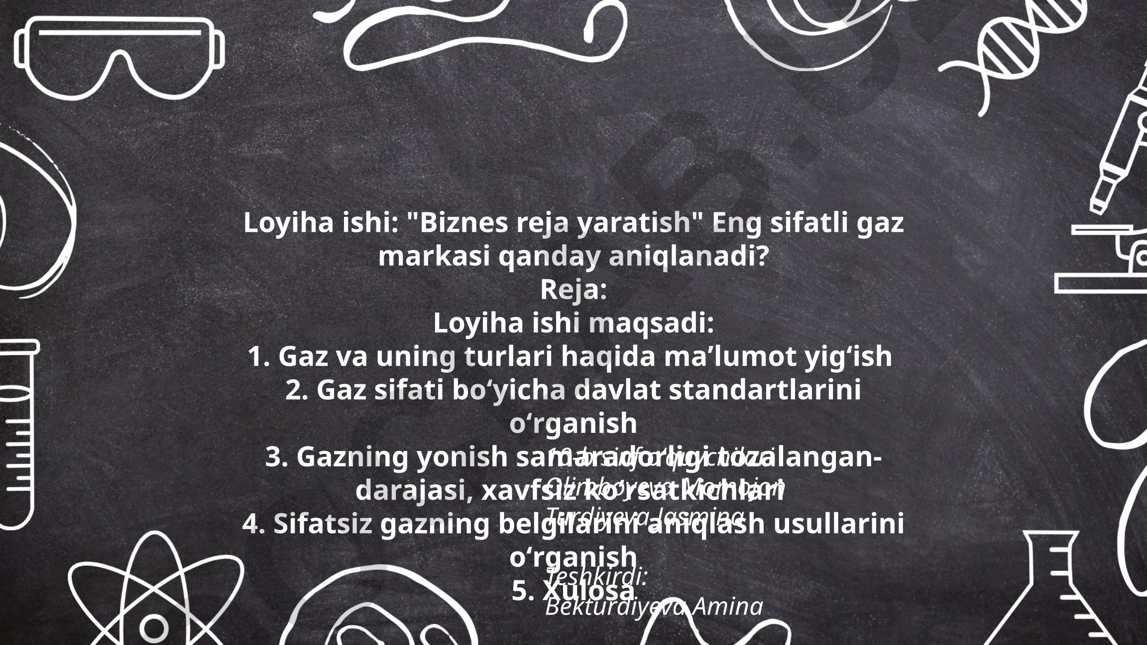 Eng sifatli gaz markasini aniqlash