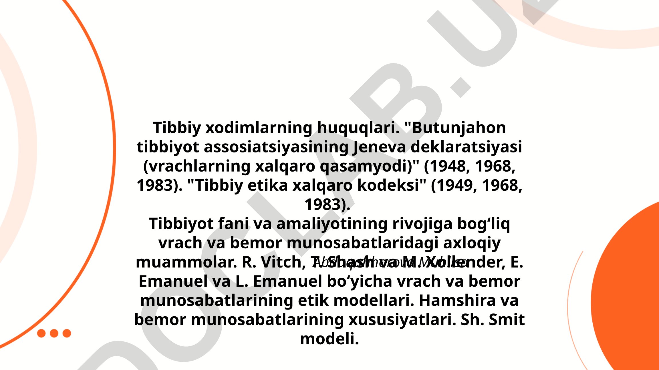 Tibbiy xodimlarning huquqlari va tibbiy etika