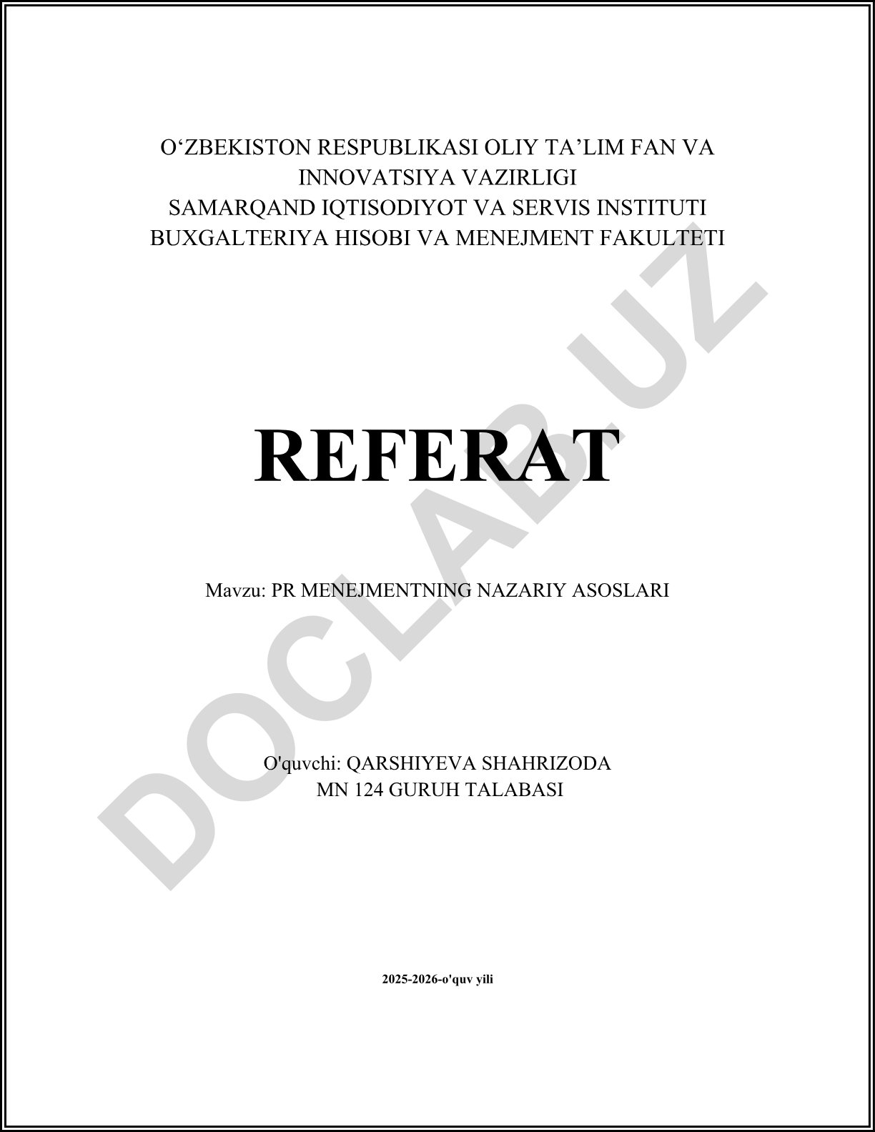 PR Menejmentning nazariy asoslari