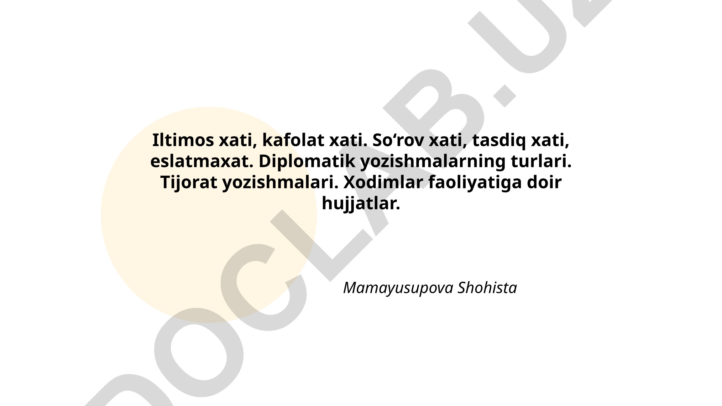 Iltimos xati turlari va yozishmalar
