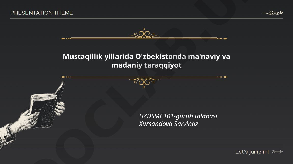 Mustaqillik yillarida O'zbekistonda ma'naviy va madaniy taraqqiyot