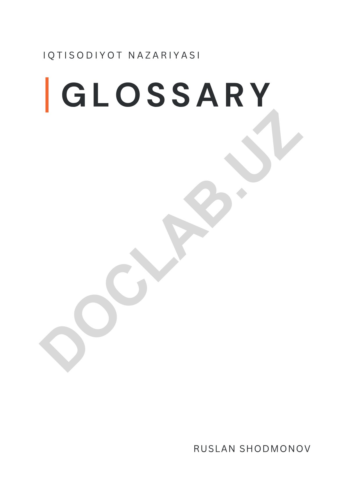 Iqtisodiyot nazariyasi va uning asosiy tushunchalari