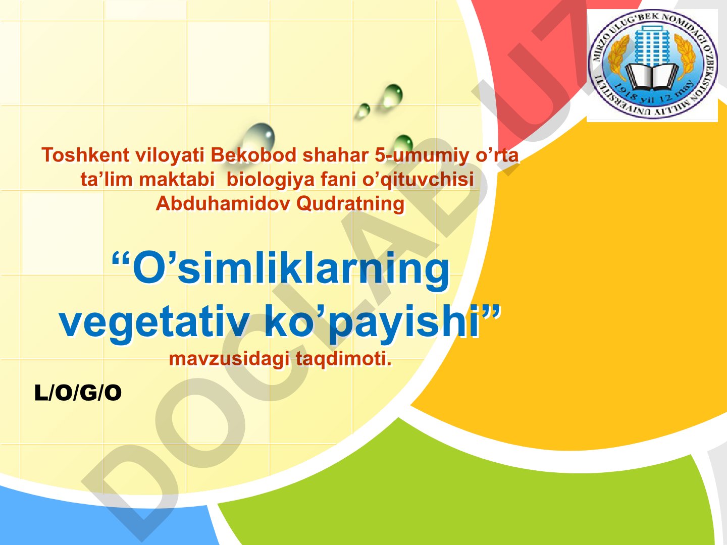 O'simliklarning vegetativ ko'payishi