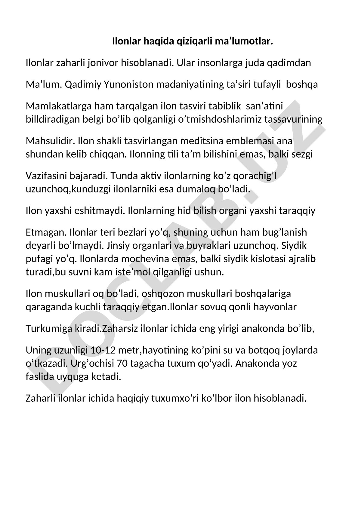 Ilonlar haqida qiziqarli ma’lumotlar