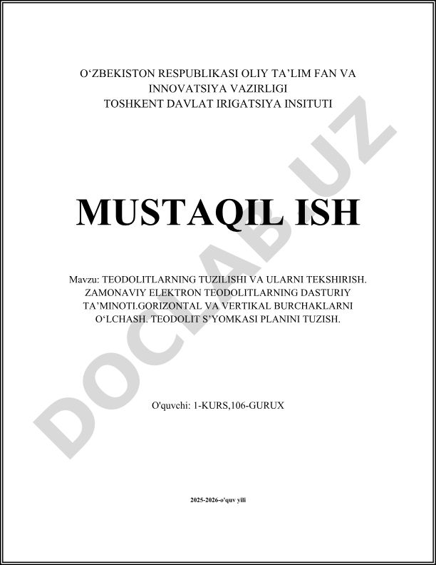 Teodolitlarning tuzilishi va ularni tekshirish
