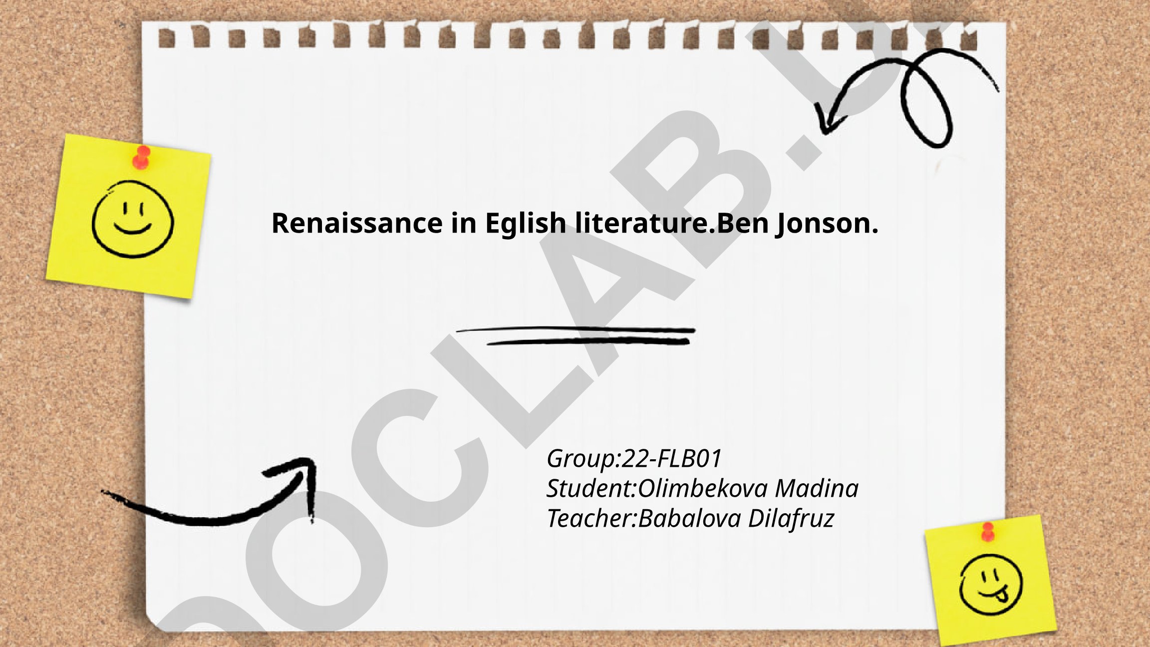 Ben Jonson and the English Renaissance