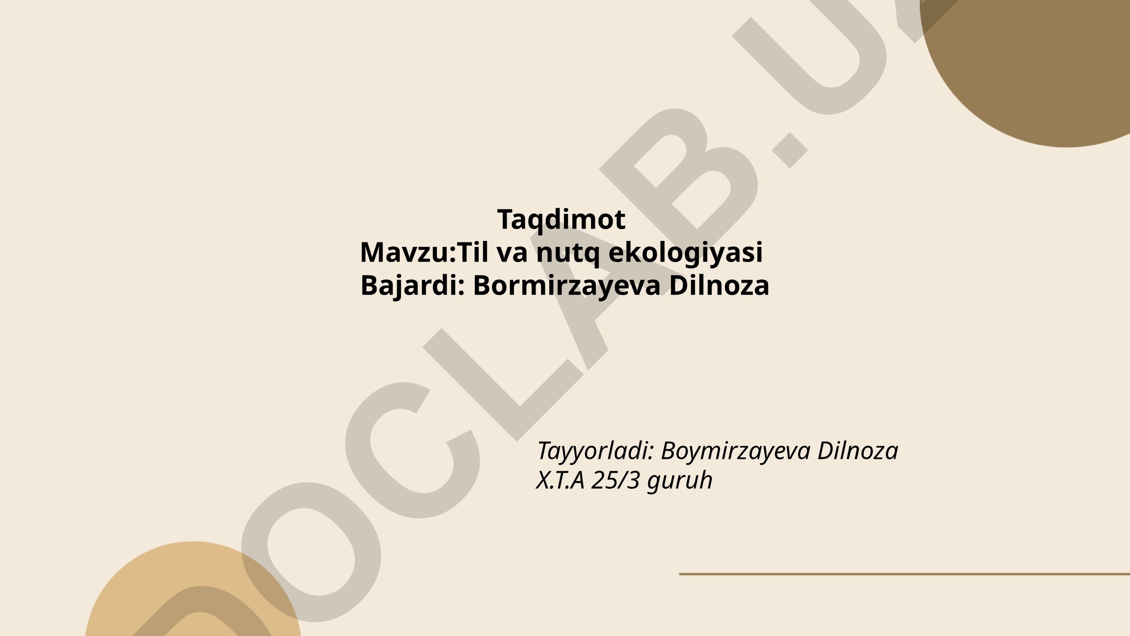 Til va nutq ekologiyasi