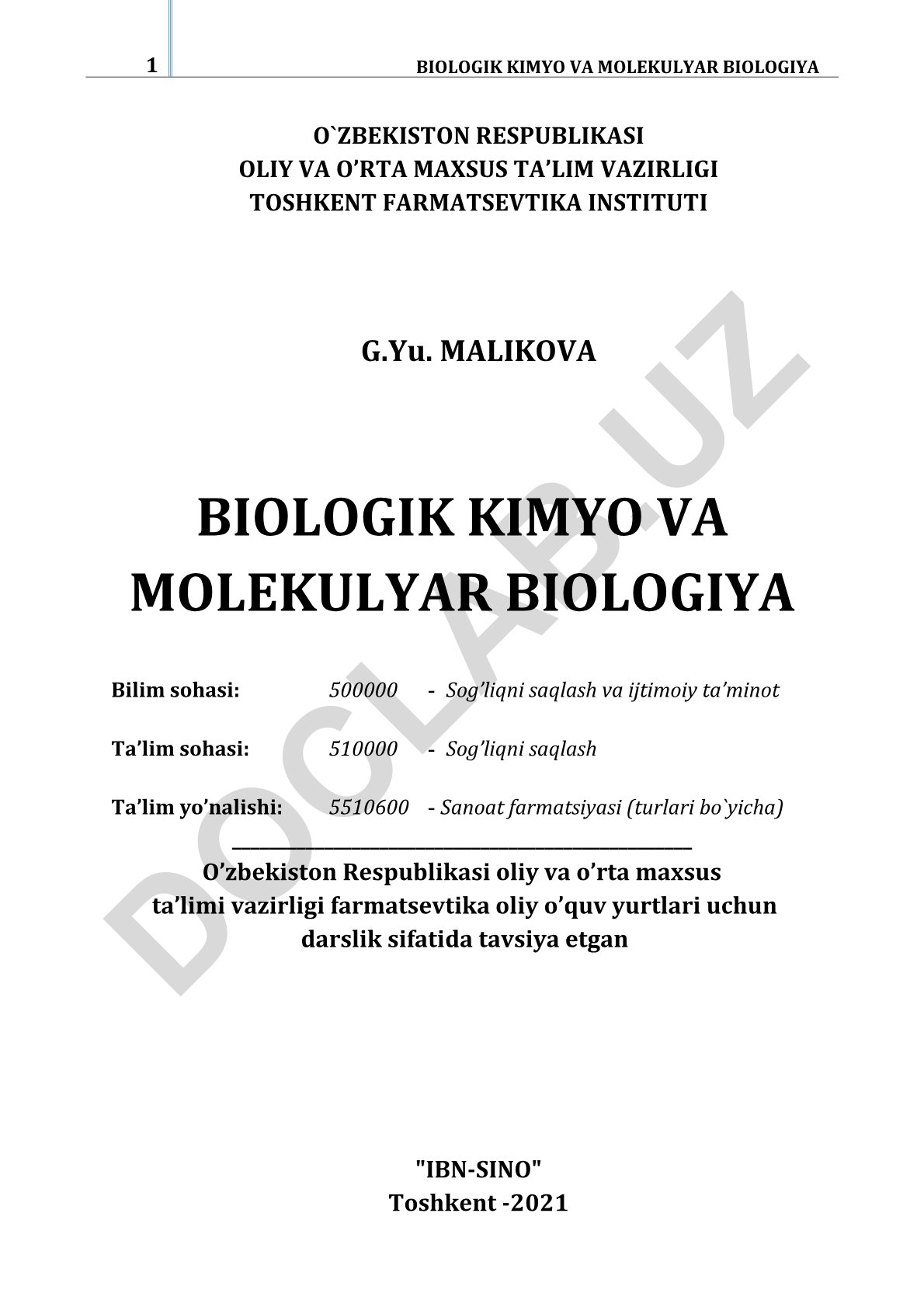 Biologik kimyo va molekulyar biologiya