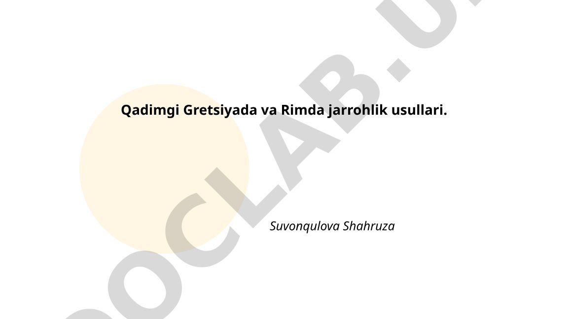 Qadimgi Gretsiya va Rimda jarrohlik usullari