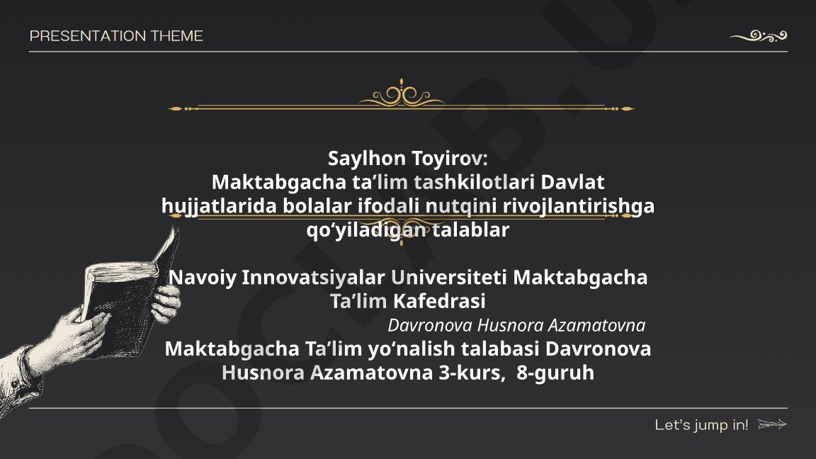 Davlat hujjatlarida bolalar ifodali nutqini rivojlantirishga qo'yiladigan talablar