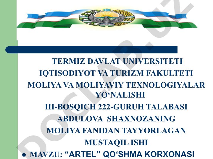 Artel qo'shma korxonasi va uning faoliyati