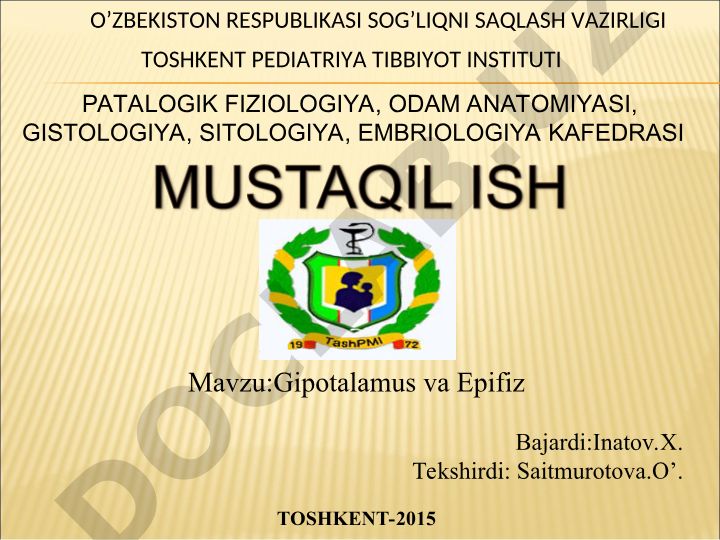 Gipotalamus va Epifiz Bajardi