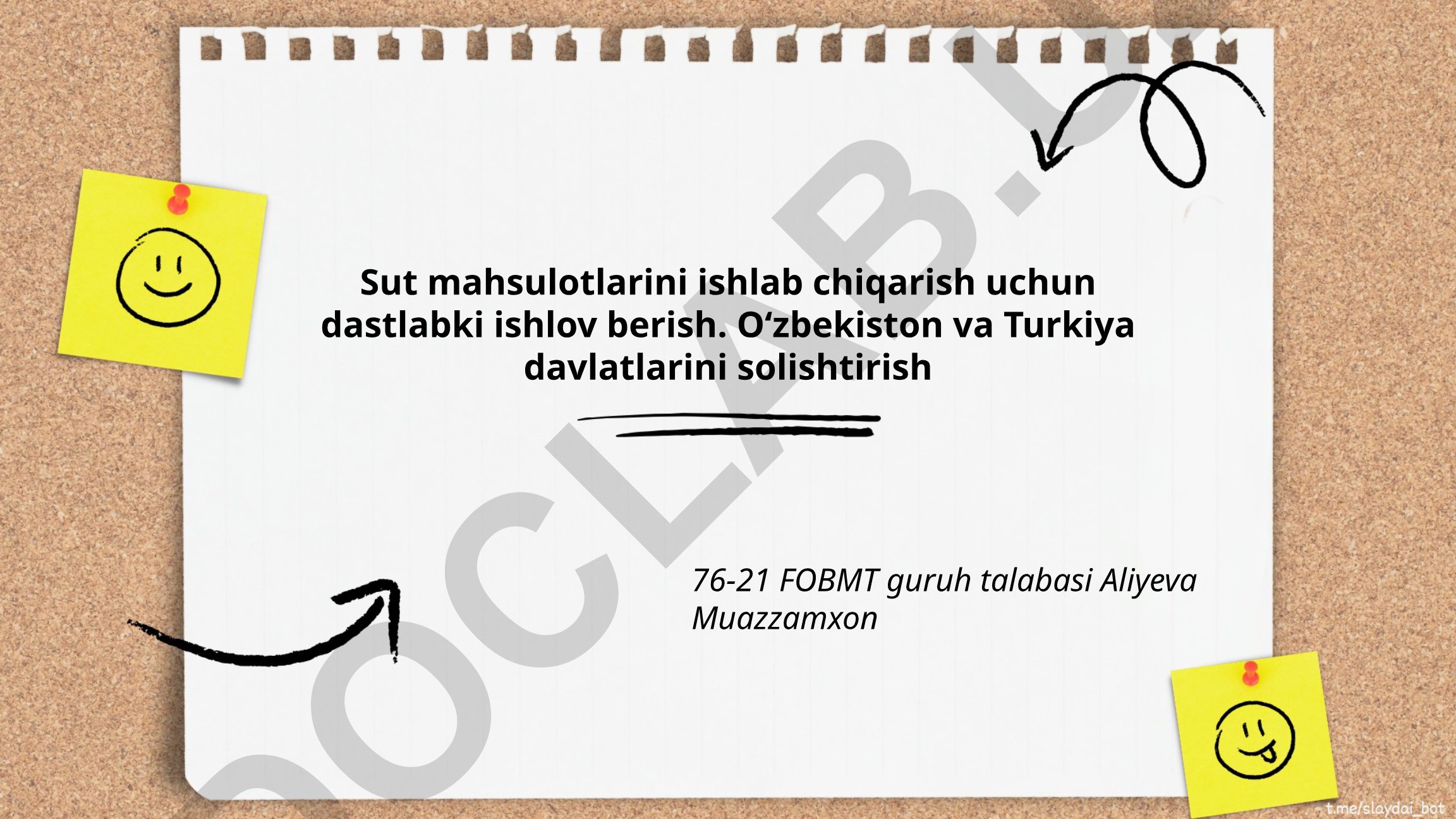 Sut mahsulotlarini ishlab chiqarish texnologiyalari: O'zbekiston va Turkiya solishtirishi