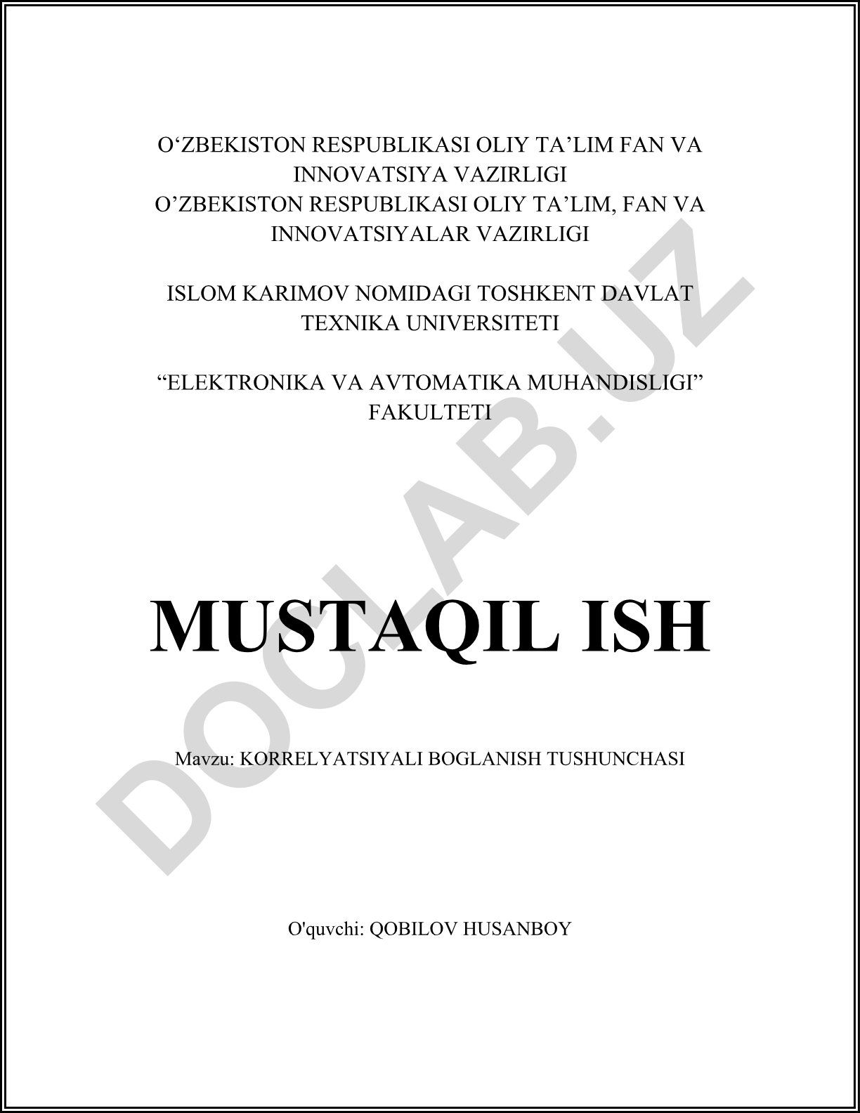 Korrelyatsiyali bog‘lanish tushunchasi