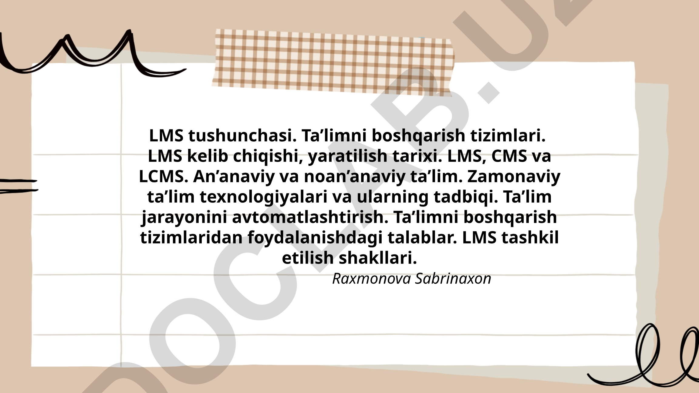 LMS tushunchasi va ta'limni boshqarish tizimlari