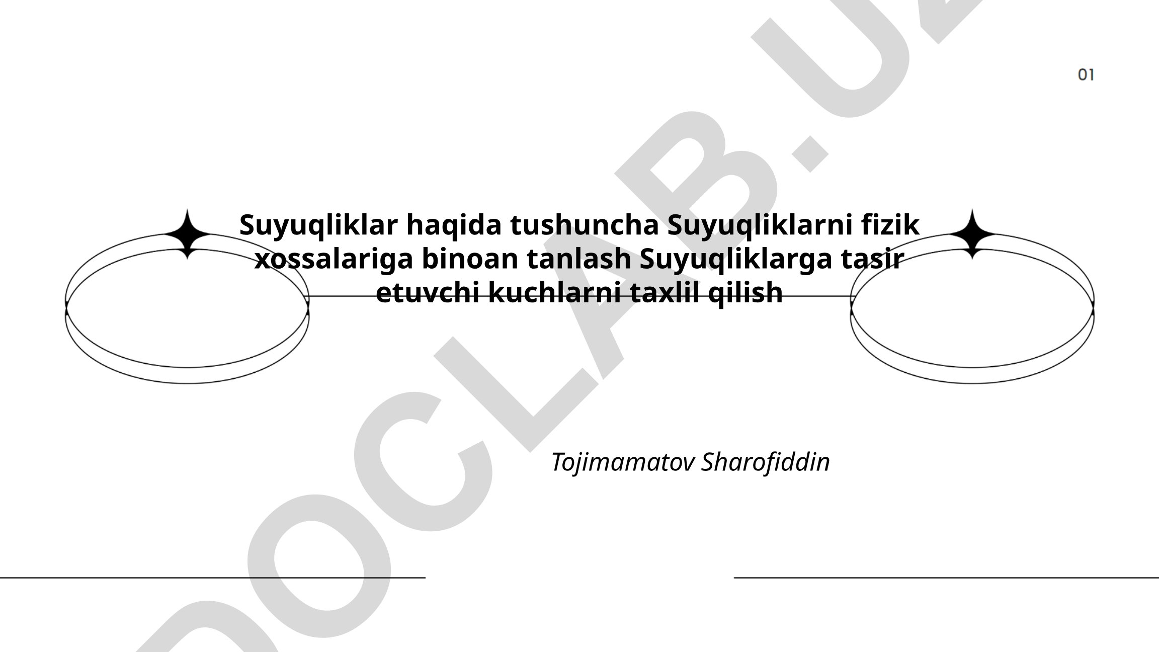 Suyuqliklarning asosiy tushunchalari va fizik xossalari