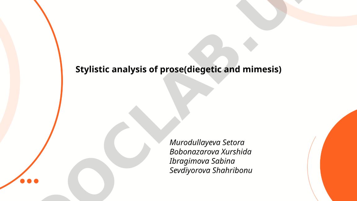 Stylistic analysis of prose (diegetic and mimesis)