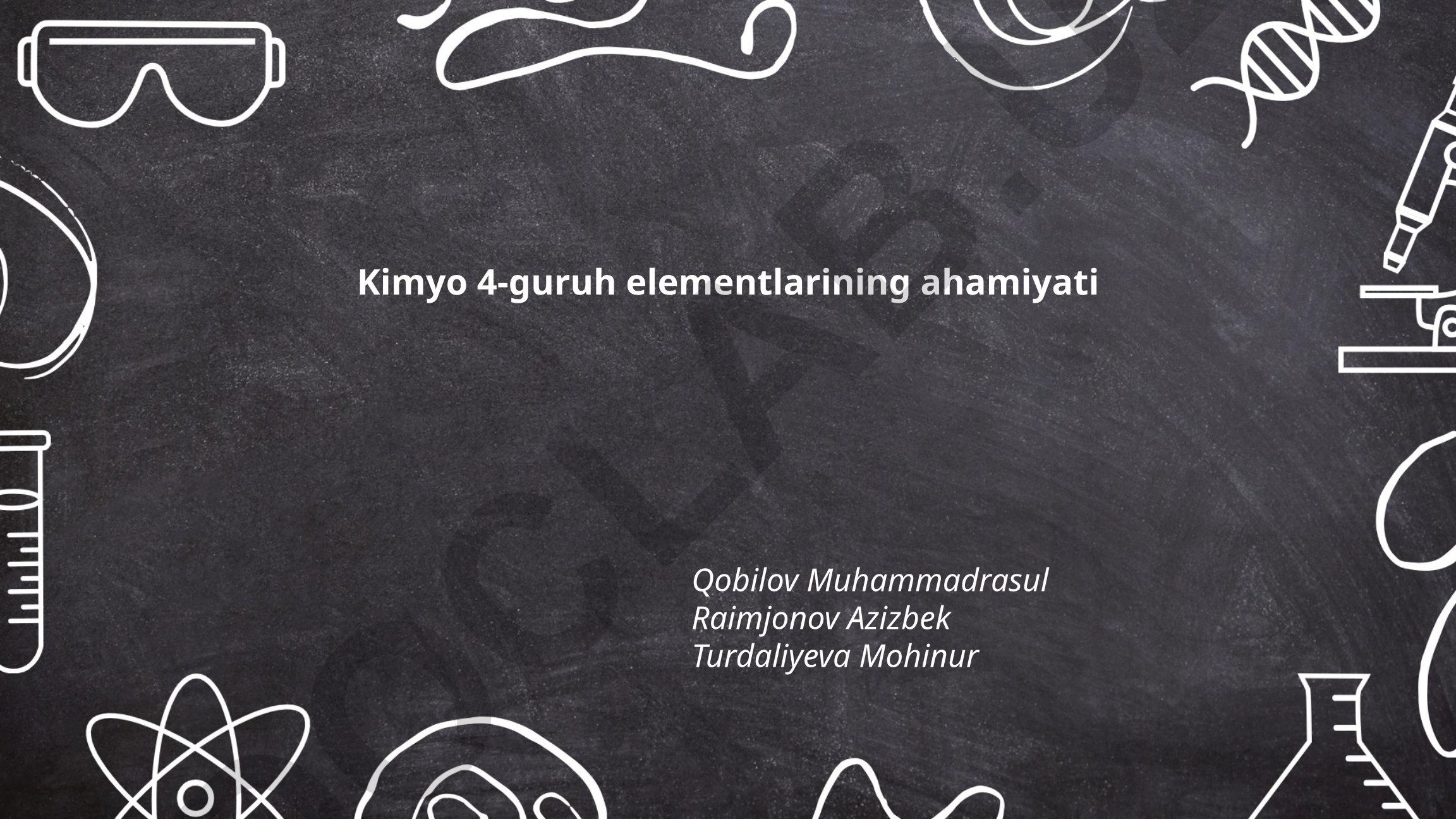 Kimyo 4-guruh elementlarining ahamiyati