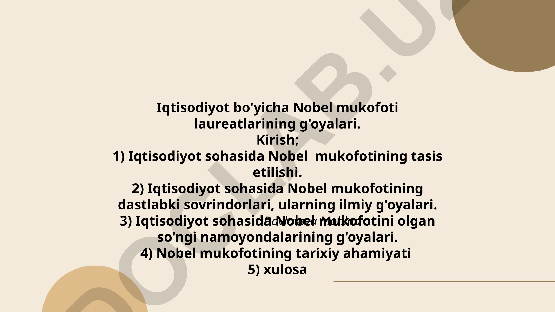 Iqtisodiyot bo'yicha Nobel mukofoti laureatlarining g'oyalari