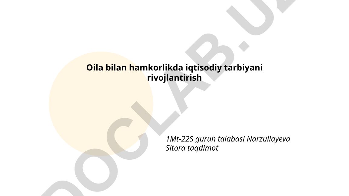 Oila bilan hamkorlikda iqtisodiy tarbiyani rivojlantirish
