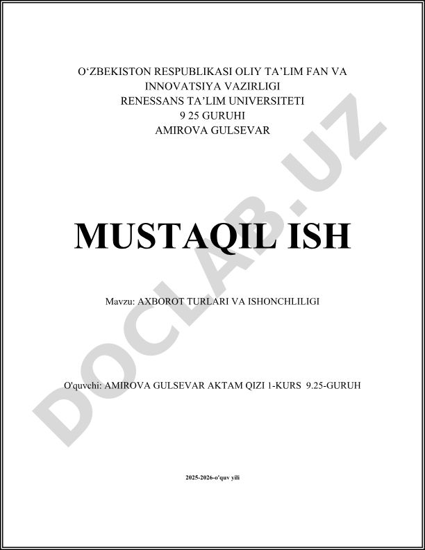 Axborot turlari va ishonchliligi