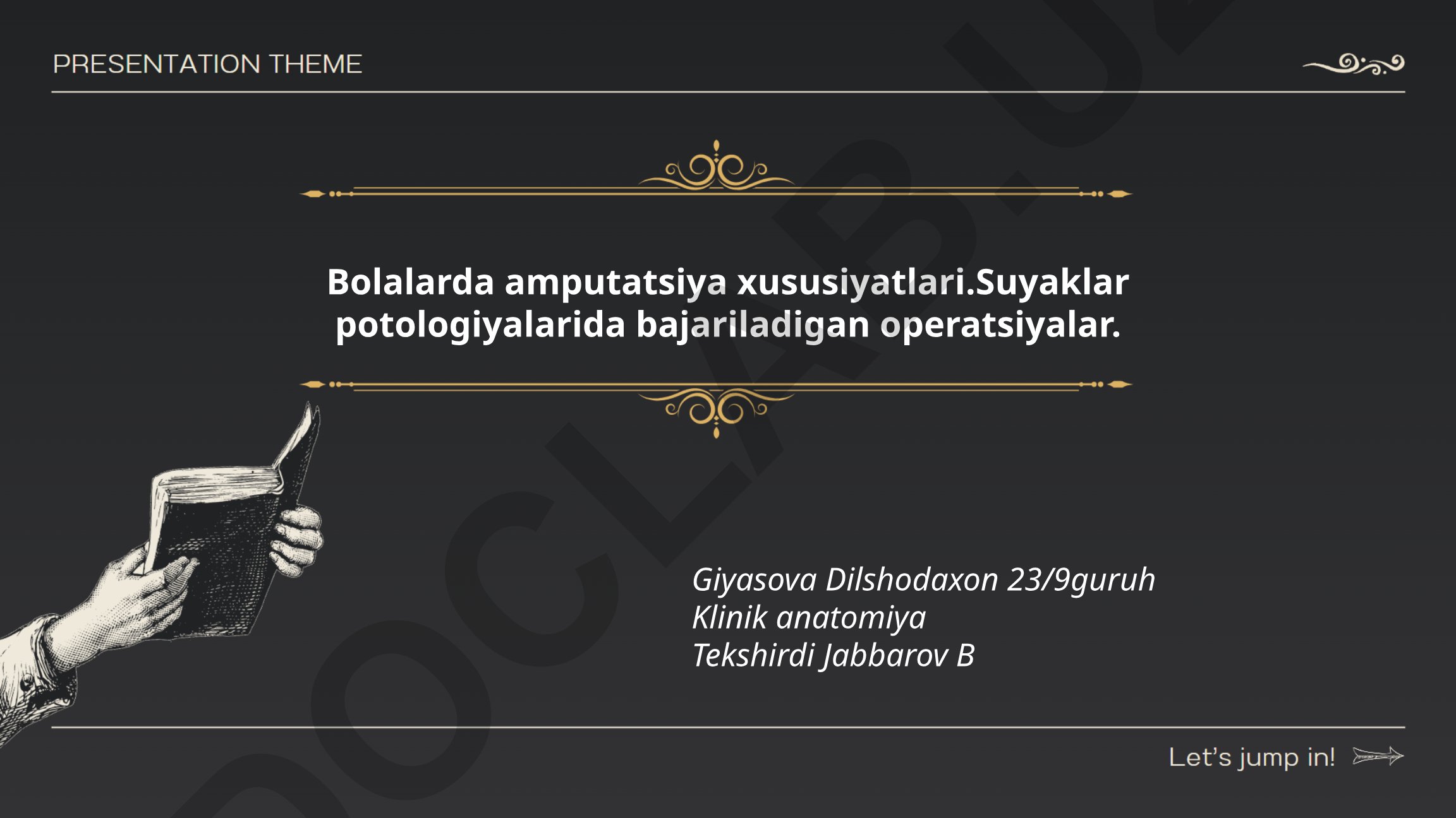 Bolalarda amputatsiya xususiyatlari va suyaklar patologiyalarida bajariladigan operatsiyalar