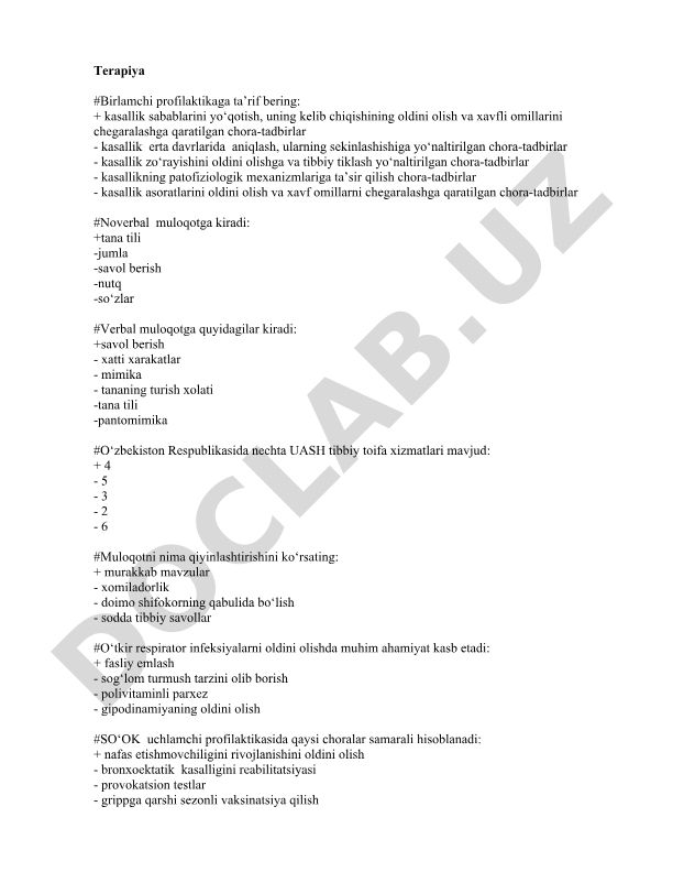 Tibbiy profilaktika va muloqot asoslari
