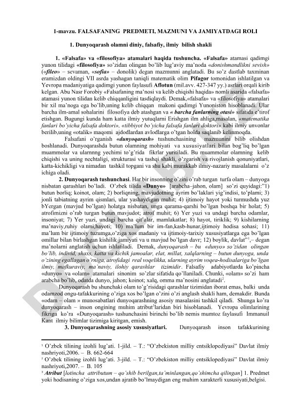 Falsafaning predmeti, mazmuni va jamiyatdagi roli