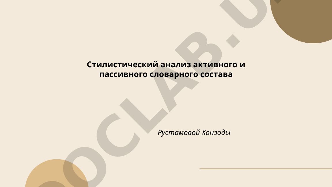 Стилистический анализ активного и пассивного словарного состава