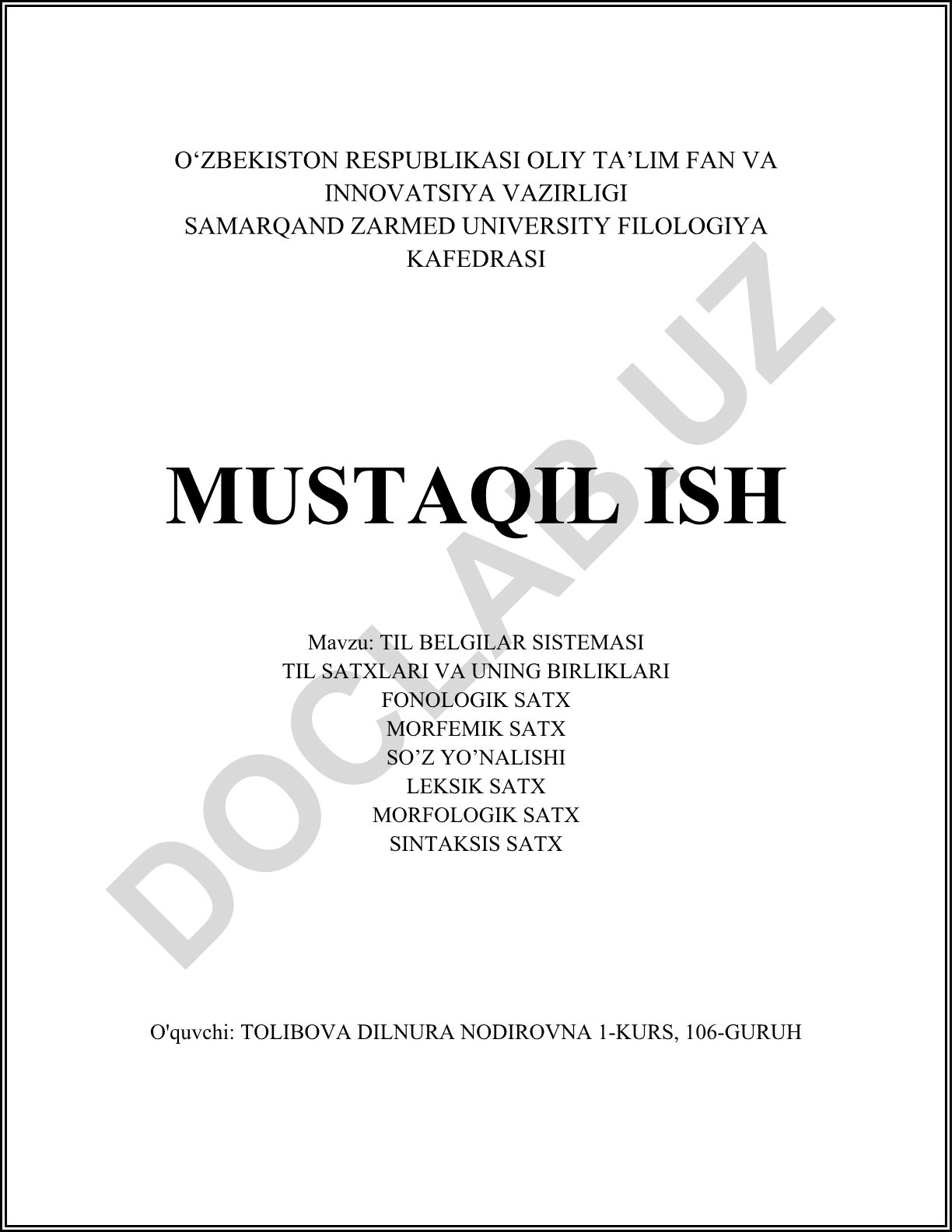 Til belgilar sistemasi va uning birliklari