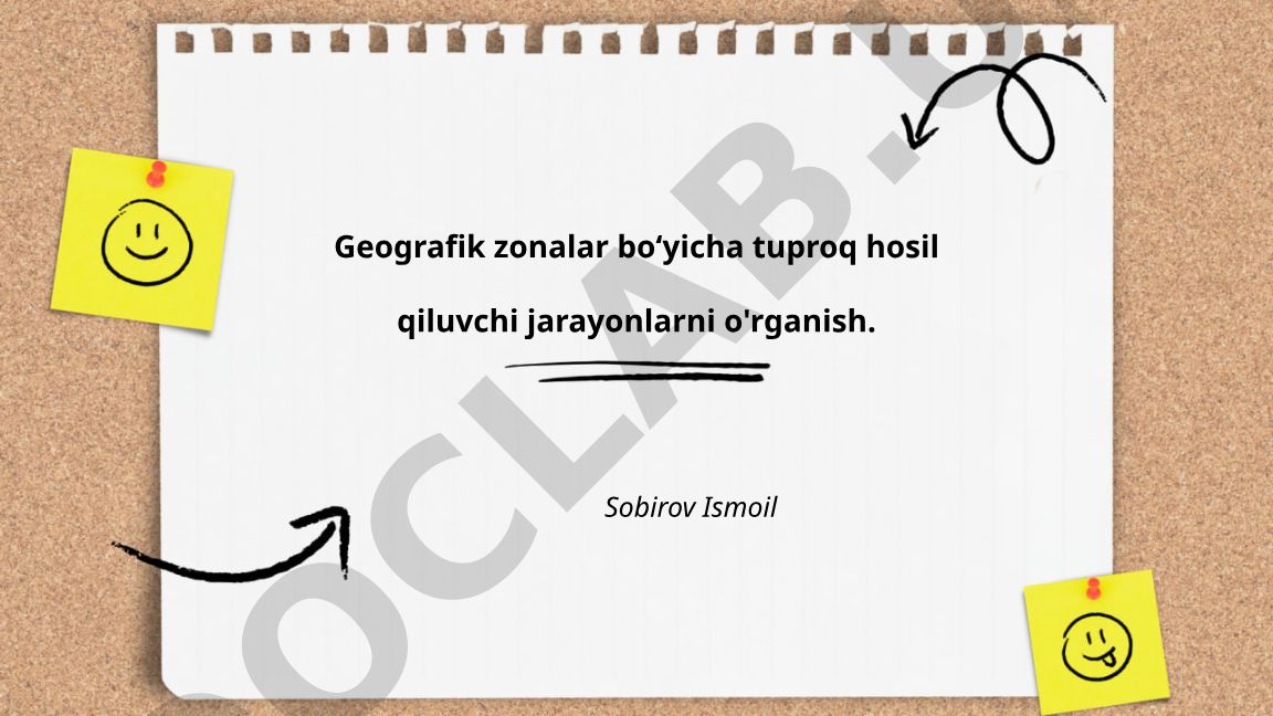 Geografik zonalar boʻyicha tuproq hosil qiluvchi jarayonlarni o'rganish