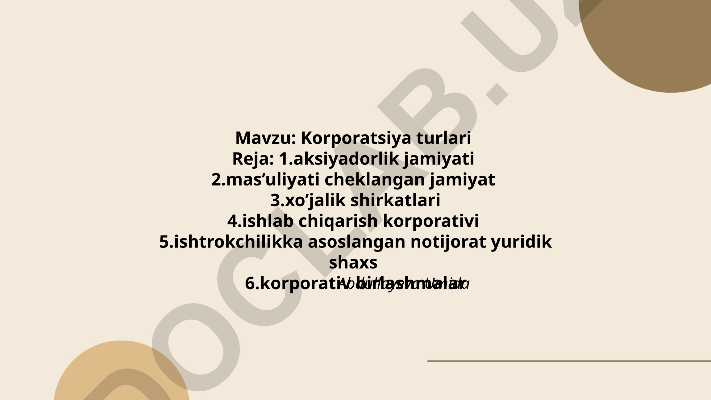 Korporatsiya turlari