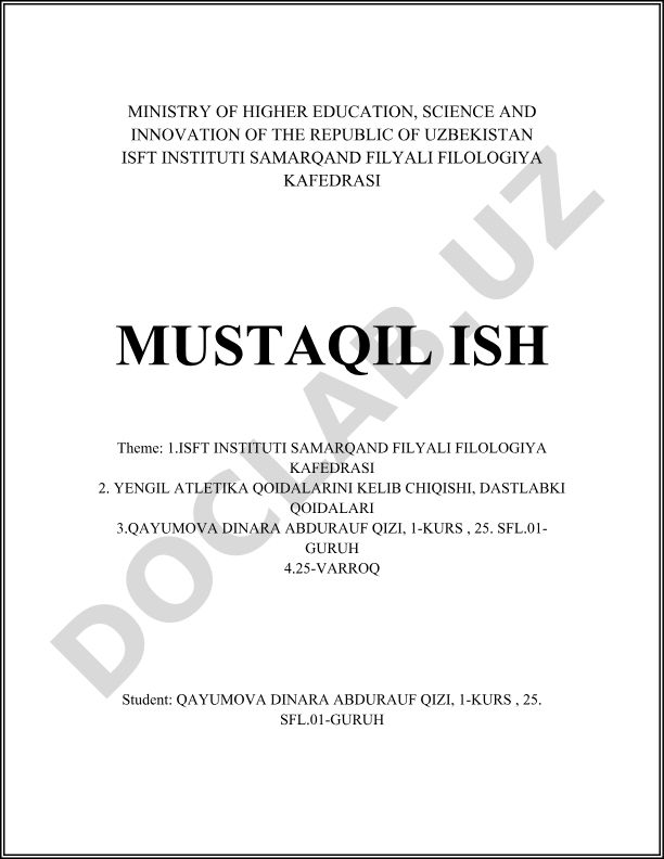 ISFT Samarkand Branch Philology Department's role in documenting athletics rules origins