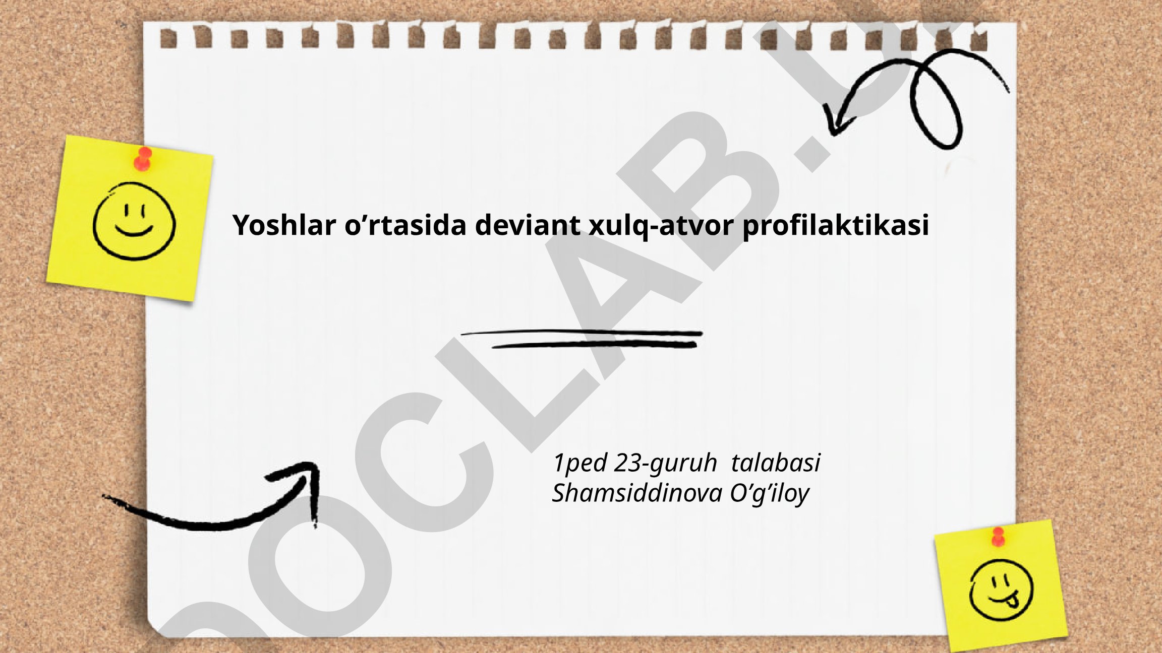 Yoshlar o'rtasida deviant xulq-atvor profilaktikasi