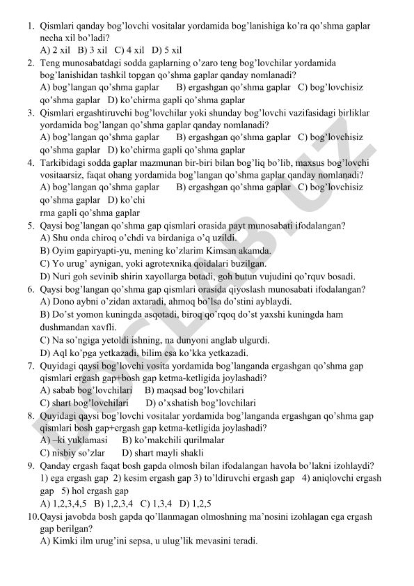 Qo'shma gaplar turlari va ularning bog'lanish usullari