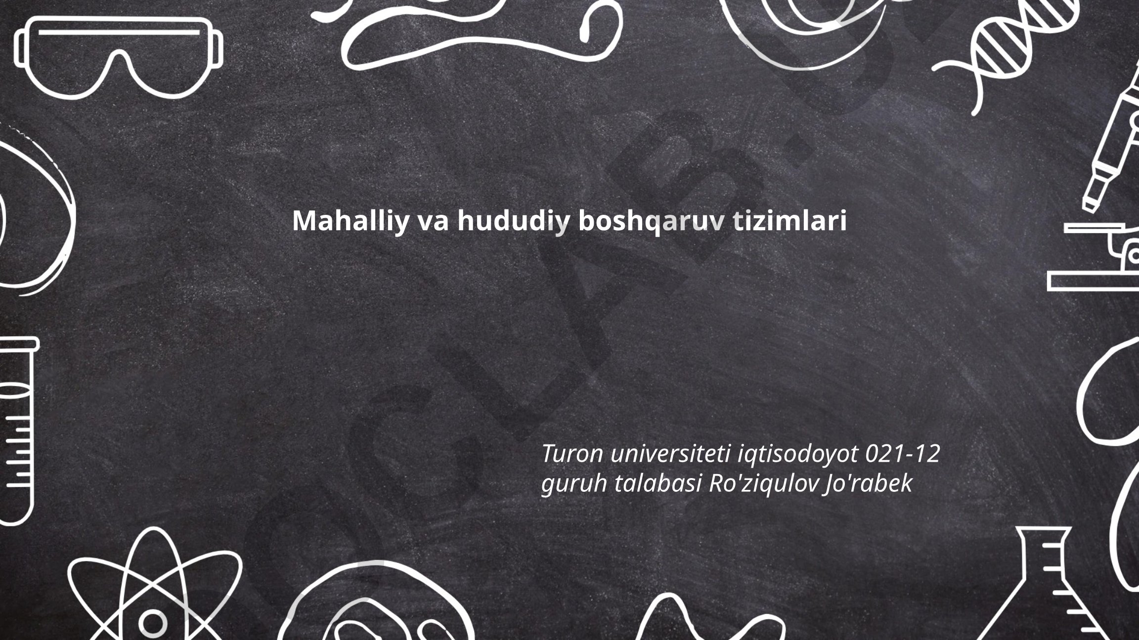 Mahalliy va hududiy boshqaruv tizimlari