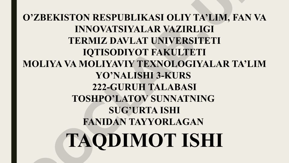 Ishonch sug'urta kompaniyasi faoliyati va moliyaviy ishonchliligi